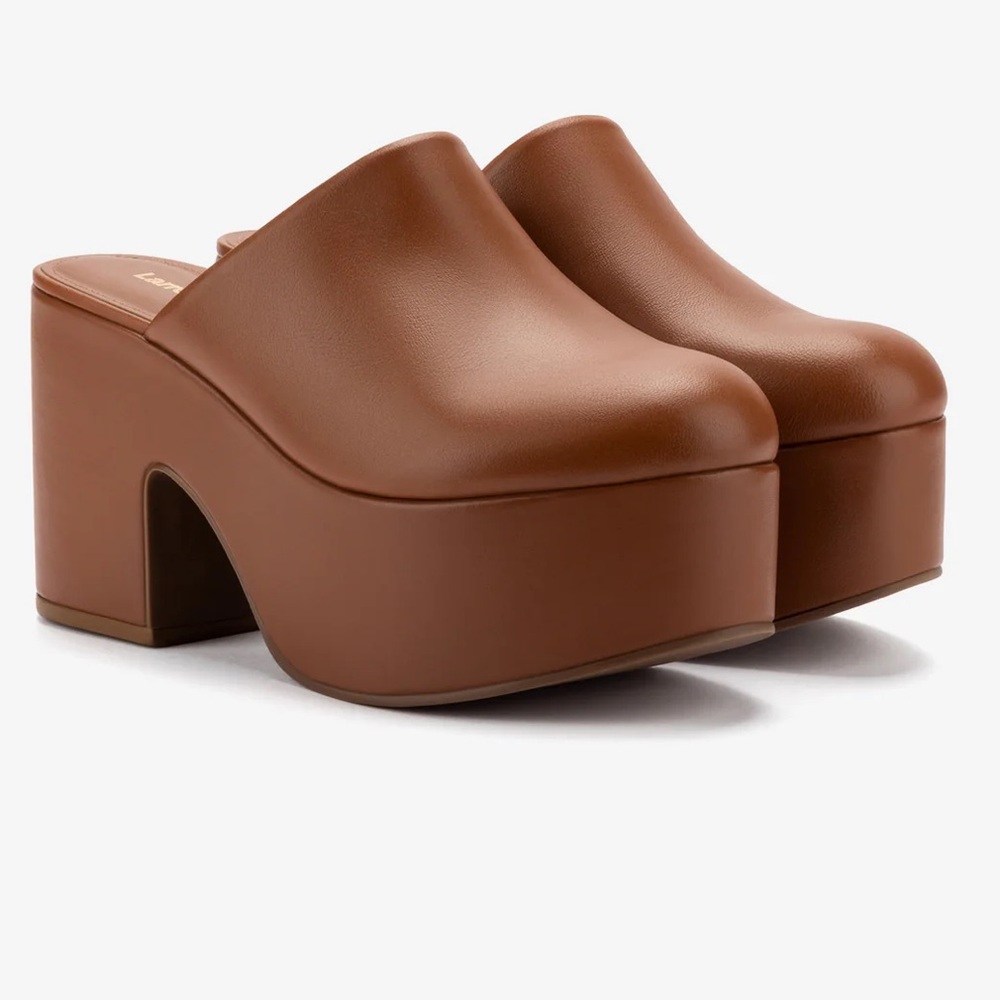 Larroudé Miso Platform Clog In Caramel Leather Size 9